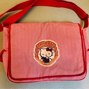 Sanrio Vintage Hello Kitty Bag Red Striped Messenger Laptop Crossbody Tote Y2K